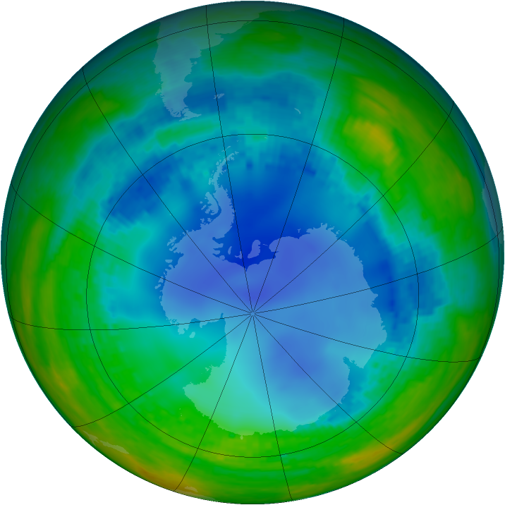 Antarctic ozone map for 30 July 2003